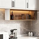 TUPAFJU Wandschrank aus Holz mit einzelner Glastür, Make-up-Organizer, Medizinschrank, für Wohnzimmer, Schlafzimmer, Küche, Badezimmer, Eingang(A,90CM/35.4IN)