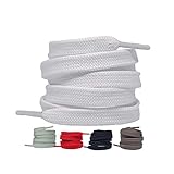 LaceHype 2 Paar - Premium Schnürsenkel flach reißfest Schuhbänder [10 mm breit ] Ersatz Shoelaces aus Polyester für Sneakers, Sportschuhe, Laufschuhe (Weiß, 130)