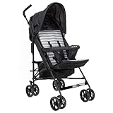 SAYOYO Buggy Faltbar Passend für 6 Monate bis 15 kg, Leichter Kinderwagen mit Korb und Erweitertes Verdeck und 5-Punkt-Gurt, Schwarz