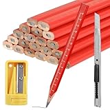 Prasacco 22 Stück Zimmermannsbleistifte, Bleistift Baustelle Holzbearbeitung Markierungswerkzeug Baustellen Bleistift Baubleistift mit Bleistiftanspitzer für Markieren und Anzeichnenauf