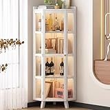 GLMGBP Eckvitrine, Wohnzimmerschränke mit Türen, Glasvitrine, Trophäenvitrine, hoher moderner Büroschrank, für Home Office, Wohnzimmer, Speisekammer