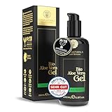 Aloe Vera Gel 100 Prozent BIO • 100 % reiner Aloe Vera Saft • Mit Hyaluronsäure & Panthenol • Vegan & ohne Duftstoffe • Aloe Vera Gel pur für Gesicht & Körper • After Sun Pflege • Made in Germany