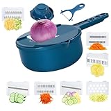 11 In 1 Gemüsehobel Gemüsereibe, Gurkenhobel Dünne Scheiben, Reibe für Gemüse, Hobel Gemüse, Küchenhobel Küchenreibe, Küchen Gadgets, Gemüseschneider, Edelstahl Mandoline, 7 Extrascharfe Einsätze