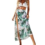 Strand-Sarong für Damen, Chiffon, Strandmode, Röcke, Schal, Sommer, durchsichtig, Wickelkleid, Wickelrock, mintgrün, One size