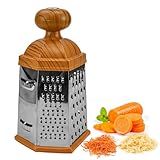 HEKOBAG 6-Seitige Vierkantreibe Edelstahl Reibe Edelstahl Küchenreibe Vierkant Edelstahlreibe Käsereibe Gemüsereibe 22 x 12cm Küchen Raspel mit Reinigungsbürste für Gemüse Ingwer Käse Gurken