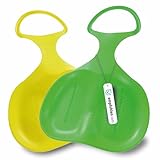 Active Peak® 2er Set Po-Rutscher Schlitten mit Griff Poporutscher Rodel Bob Schneerutscher für Kinder & Erwachsene; Ultraleicht Rutschteller Bobscheibe Snow Bob (2 Stück: Gelb & Grün)