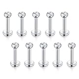 Funseedrr 10er 1.2mm Chirurgenstahl Lippenpiercing Labret Stecker Set 6mm 8mm Silber Tragus Helix Piercing Schmuck