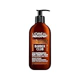 L'Oréal Men Expert 3-in-1 Bartshampoo für Männer, Bartseife für Bart, Gesicht und Haar, Herren Bartpflege gegen Schuppen mit holzigem Duft und ätherischem Zedernholzöl, Barber Club, 1 x 200 ml