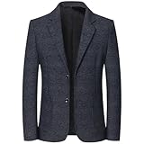Longsleeve Anzug Herren Klassisch Business Casual Blazer Slim Fit Gutaussehend Mode Übergangsjacke Knopfleiste Revers Trend Licht Jacke L-Dark Grey XL