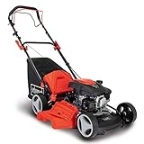 Scheppach MS161-46 Benzin Rasenmäher mit Antrieb - 46cm Schnittbreite | Reinigungsfunktion | 55 Liter Fangkorb | Stahlgehäuse | 7-stufige Höhenverstellung | Mulchfunktion | Seitenauswurf | Radantrieb