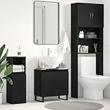 Youuihom Badezimmerschrank Schwarz Eiche Moderner Waschbeckenunterschrank mit 2 Türen 58x33x60 cm Holzwerkstoff Praktischer Aufbewahrungsschrank für Bad WC und Gästezimmer