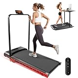 Worldgeil Walking Pad Klappbares Laufband – 1–6 km/h Under Desk Treadmill 0–6% Steigung Walking Pad – 2.0PS Laufband für Zuhause Büro mit LED-Anzeige und Fernbedienung Montagefrei (ohne Armlehnen)