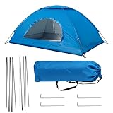 Menz Strandmuschel für 2–3 Personen – UV 50+ Strand Sonnenschutz – wasserdichtes, windfestes Strandzelt für Garten, Camping und Reisen – praktisches Sonnenzelt mit Tragetasche – Blau