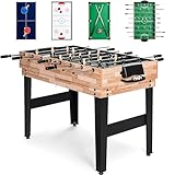 FCOUMY 4 in 1 Multi Sport Spieltisch, Combo Spieltisch für Kinder Kickertisch,Billardtisch, Tischtennistisch, Air Hockey mit allem Zubehör tolles Geschenk für Kinder (4ft)