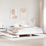 Xichuzi Massivholzbett ohne Matratze Weiß 200x200 cm Kiefernholz, Bett, Bed Frame, Familienbett, Bettrahmen, Bett Gestell, Bett Rahmengestell, Schlafzimmer Bett - 3301699