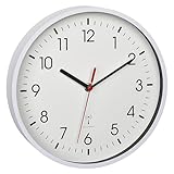 TFA Dostmann Analoge Funk-Wanduhr, 60.3550.02, höchste Genauigkeit, modern, analog, Glasabdeckung, für Büro, zu Hause, Geschenk, 245 x 245 x 42 mm, Weiss