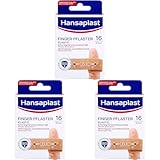 Hansaplast Elastic Fingerstrips Pflaster (16 Strips), extra lange Wundpflaster speziell für Wunden an den Fingern, flexible und atmungsaktive Fingerpflaster (Packung mit 3)