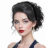Abeillo Fascinator Hüte für Damen, 1920er Jahre Vintage Fascinators Hut, Schwarz Mesh Schleier Stirnband für Frauen Braut Hochzeit, Elegant Tea Party Fascinator Schleier für Frauen und Mädchen