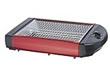 EPIQ 80001211 Flach-Toaster, Tisch-Röster, Edelstahl-Design, Sandwiches, Baguette, 600 Watt Leistung, Rücklauftimer, Krümelschublade, rot schwarz