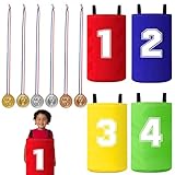 agogue 10 Stück Sackhüpfen Säcke Kinders Paket, Outdoor Spiele für Kinder Kindergeburtstag Spiele Outdoor Mit Sechs Medaillen, Dosenwerfen Kinder Outdoor Spieles Geeignet für Indoor Strand Garten