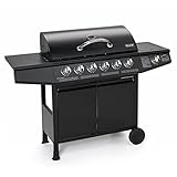 TAINO BASIC BBQ Gasgrill Grillwagen Edelstahl-Brenner + Seitenkocher Grill (BASIC 6+1 Gasgrill)