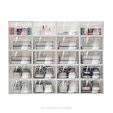 gucdaqc 20 stapelbare Schuhboxen aus Kunststoff, transparent, Aufbewahrungsboxen für Schuhe, faltbar, mit Deckel, 33 x 23 x 14 cm