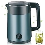 Reisewasserkocher 2,3 Liter, Wasserkocher Edelstahl Innenwand 1500W Doppelwand Design Elektrischer Wasserkocher, Tragbarer Wasserkocher Reise Wasserkocher Camping Wasserkocher, BPA frei (Grün)