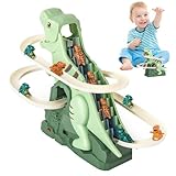 Dinosaurier Kletterspielzeug - Treppensteigen Spielzeug Elektrische Dinosaurier Slide Track mit Licht und Musik, Lustige Track Roller Roll Untersetzer Für Kleinkinder Kinder Alter 3+