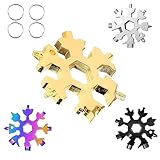 4 pcs 18 in 1 Edelstahl Schneeflocke Multi-Tool, Camping Multifunktionaler Flaschenöffner Schlüsselanhänger, Schneeschlüssel, Geburtstagsgeschenk für Männer, Weihnachtsgeschenke für Männer