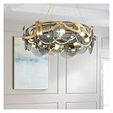 AKNGFO - Pendelleuchten aus Glas E14 für das Esszimmer, Hängelampe aus goldenem Metall in Wellenform, Moderne LED-Pendelleuchte, kompatibel mit Bars, LED-Deckenpendelleuchte