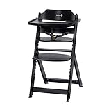 Safety 1st Timba Wooden Highchair, Adjustable Baby Highchair with Detachable Tray, 6 Months-10 Years, Deep Black