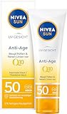 NIVEA SUN UV Gesicht Anti-Age Sonnenschutz Q10 mit LSF 50 (50 ml), feuchtigkeitsspendende Gesichtssonnencreme, Anti-Falten Sonnencreme mit Schutz vor UVA-/ UVB-Strahlung