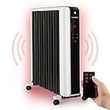 Klarstein Thermaxx 2500 Ölradiator - elektrische Heizung, 2500 Watt Leistung, 5-35 °C, spezielle Rippenform, LED-Display, 24h-Timer, geringes Gewicht, inkl. Bodenrollen, weiß-schwarz