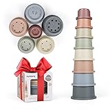 Stapelbecher Stapelturm Baby, 8 Stück Stapelbecher, Stapelspielzeug Badespielzeug Baby Kinder ab 1 Jahr, Sicher Lernspielzeug, Stacking Cups Geschenk ab 6 Monate Junge Mädchen