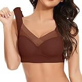 Damen Push-Up BH Leichter Klassische Große Größen Sexy Bustier Spitze BH Set Eleganter Softer Baumwoll BH Soft Spitzen BH V-Ausschnitt Bralette Damen BHS Klassischer BH Große Größen