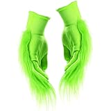 XIAGAW Grüne Gloves, Grüne Handschuhe, Pelzige Hand Handschuhe, Grünes Pelzige Handhandschuhe, Weihnachten Kostüm Erwachsene, Costume für Weihnachten, Halloween, Cosplay