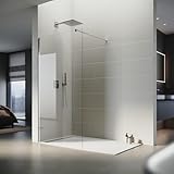 SONNI Duschwand Glas 120 x 200 cm Walk In Dusche 8 mm NANO Glas Duschtrennwand Glas Badewanne Duschwand