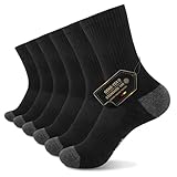 TUUHAW Tennissocken Herren 43-46 Schwarze Socken Herren Lang Sportsocken Laufsocken Baumwolle Dicke Socken Wandersocken Damen Schwarz Socken Verdickte Frottee Baumwollsocken 6 Paar, Schwarz 43-46