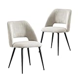 B&D home Esszimmerstühle Vicky 2er Set, Cord Polsterstuhl für Esszimmer, Küche, Wohnzimmer, Büro, Schminktisch, Industrial modern Design, Kordsamt Hellgrau, 11126-GRAU-2