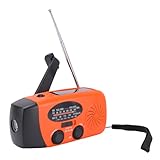 Walfront Kurbelradio Wetterradio, Tragbares Notfallradio mit Kurbel und Solar mit 6000 mAh Powerbank, Taschenlampe, IPX3 Wasserdicht AM/FM/WB Solar Radio für Camping, Notfall (ORANGE)