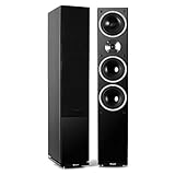 auna Linie-600-BK, Standlautsprecher, Standboxen, HiFi-Lautsprecher, Lautsprecher-Boxen, 140 Watt RMS, passiv, Holzgehäuse, 2 x 6,5'-Tieftöner, 6,5'-Mitteltöner, 1'-Hochtöner, schwarz