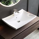 Mai & Mai Waschbecken Aufsatzwaschbecken Hängewaschbecken Brüssel709 BTH: 60x44x18cm Weiß aus Keramik inkl. Nano-Beschichtung