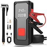 Starthilfe Powerbank für pkw, 5-in-1 Auto Starthilfe 150 PSI 2000A Spitzenstrom für All Benzin und 10.0L Dieselmotor 8000mAh 15V Jump Starter Tragbare LCD-Bildschirm und LED Taschenlampe