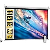 HOMCOM Beamer Leinwand 171 x 130 cm 84 Zoll 4:3 HD 4K Projektionsleinwand Elektrische Motor Leinwand mit Fernbedienung für Heimkino oder Präsentationen
