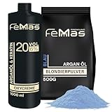 FeMmas Blondierung blaues Blondierpulver 500g Set & Oxycreme 1Liter 6%