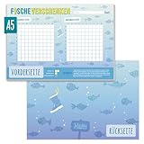 Häfft® Schiffe versenken Spiel-Block A5 'Fische verschenken' 50 Blatt - Reisespiel, Spieleblock für unterwegs und zuhause - nachhaltig & klimafreundlich