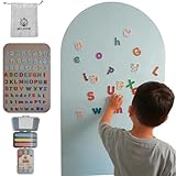 Miloow Magnetwand Selbstklebend - Magnettafel Selbstklebend Stark für Kinder, in 100 x 60 cm Bogenform - Montessori Magnetfolie mit Stiften, Aufbewahrungsbeutel, BUCHSTABEN & TIERMAGNETE (Light Blue)