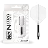RED DRAGON Darts – Nitro Flite Integriert Flüge & Schäfte System – No.2 Form und Design – Schwarz & Transparent Farbe, Medium Länge