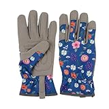 WJIAYAO Gartenhandschuhe Herren Gartenhandschuhe for Damen, Blumenmuster, Gartenhandschuhe, dornensicher, sichere Arbeitshandschuhe for den Garten(Blue XL)