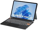Doohoeek Bluetooth Tastatur für Surface Pro 12 2025, Kabellose Beleuchtete Tastatur, Ultraslim Keyboard Type Cover für Microsoft Surface Pro, QWERTZ Mit Trackpad, Schwarz